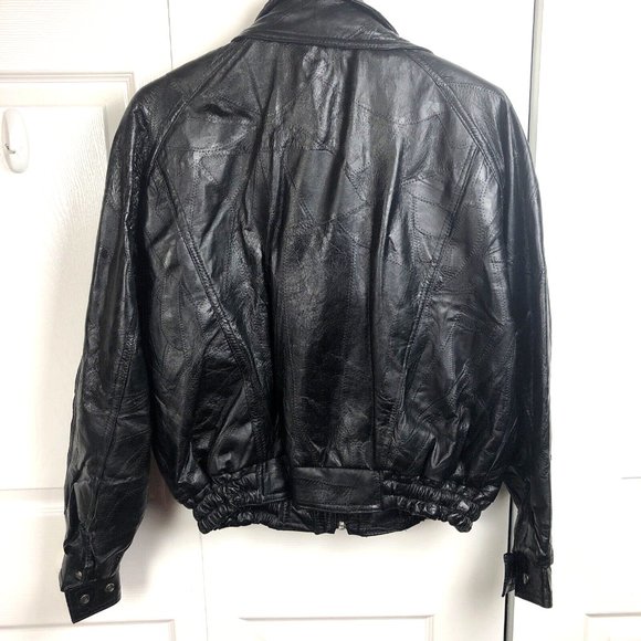 Leather Works U.S.A Made Vintage Black Genuine Patchwork Jacket Coat Mens Size S - Picture 6 of 14